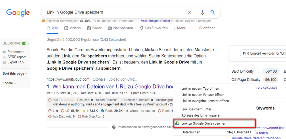 Link zu Google Drive speichern
