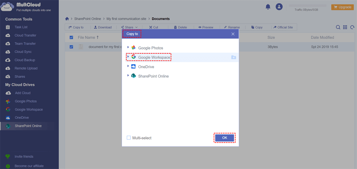 Copy SharePoint to Google Workspace