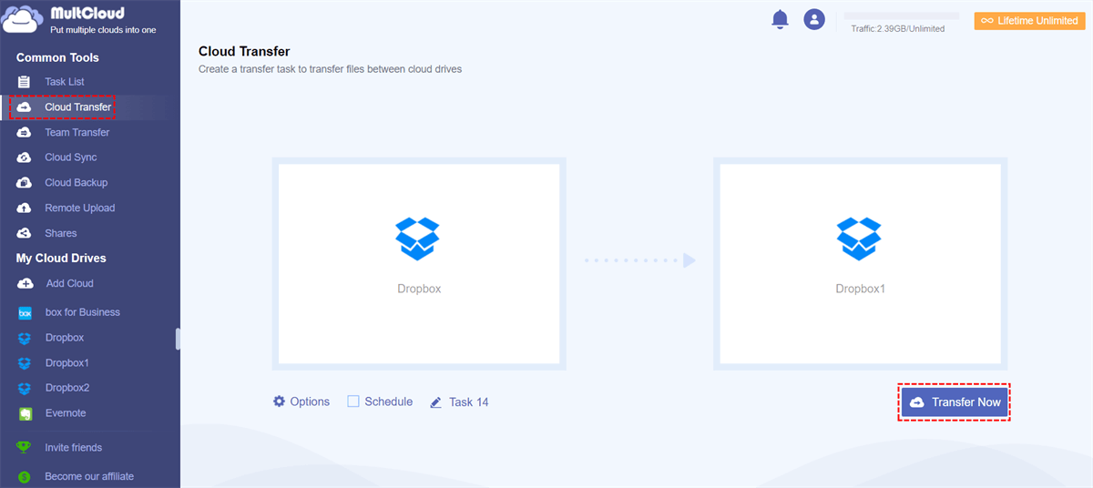 Transfer Dropbox Files to Another Account