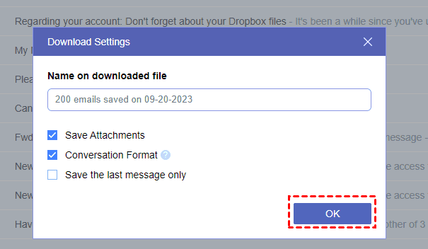 Download Email Settings