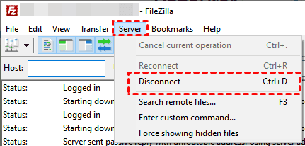 Disconnect from Server