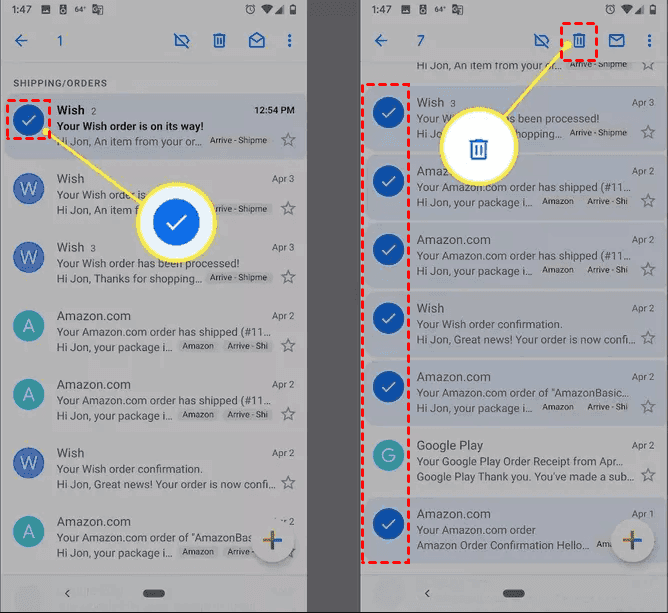 Delete Gmail on Android