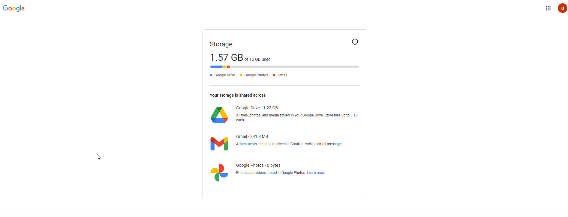 Google Drive Account Manage Storage
