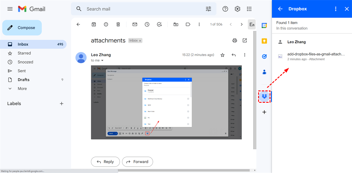 Save Gmail Attachments to Dropbox