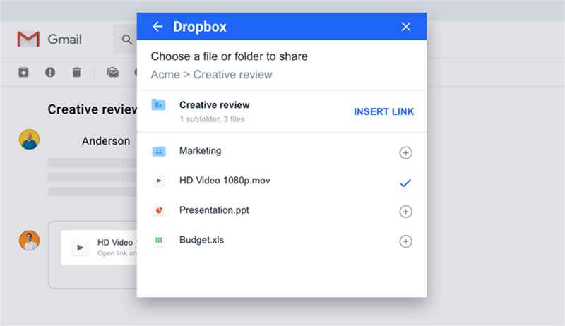 Share Gmail by Dropbox