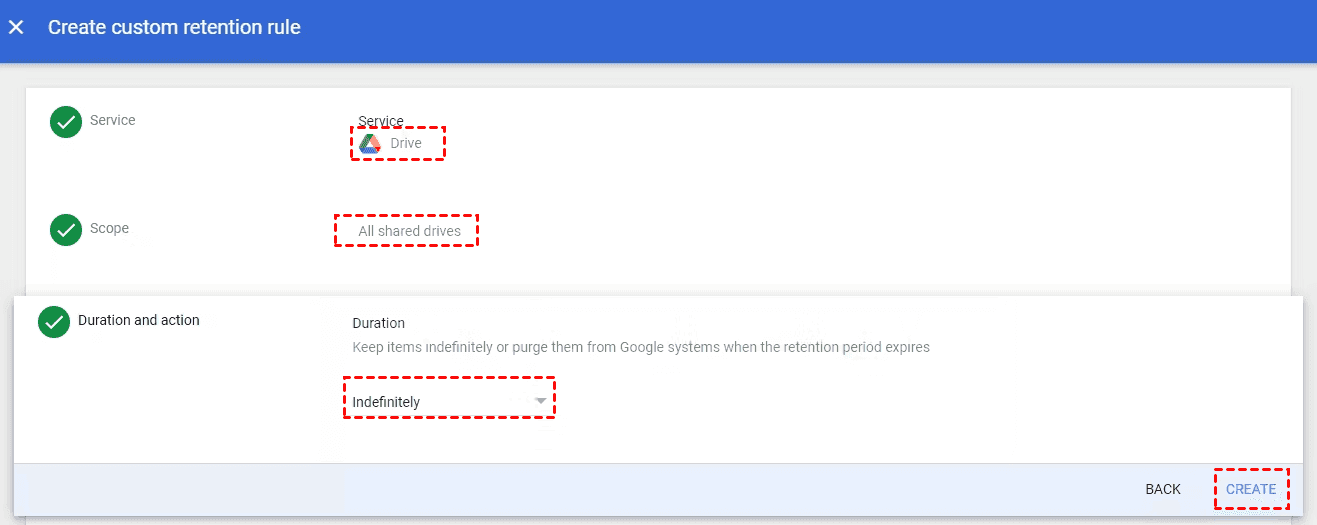 Create Backup Rule for Google Shared Drive