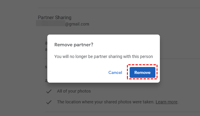 Confirm Removing Partner