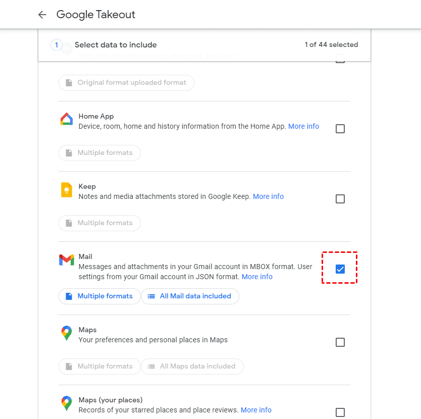 Google Takeout Gmail