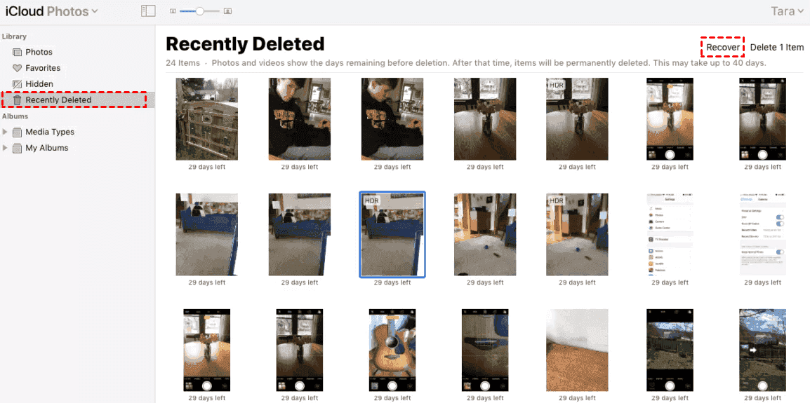 Restore Photos from iCloud Recently Deleted Album