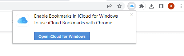 Open iCloud for Windows from Chrome Bookmarks Extension