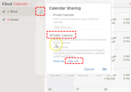 Share Calendar Public via Copy Link