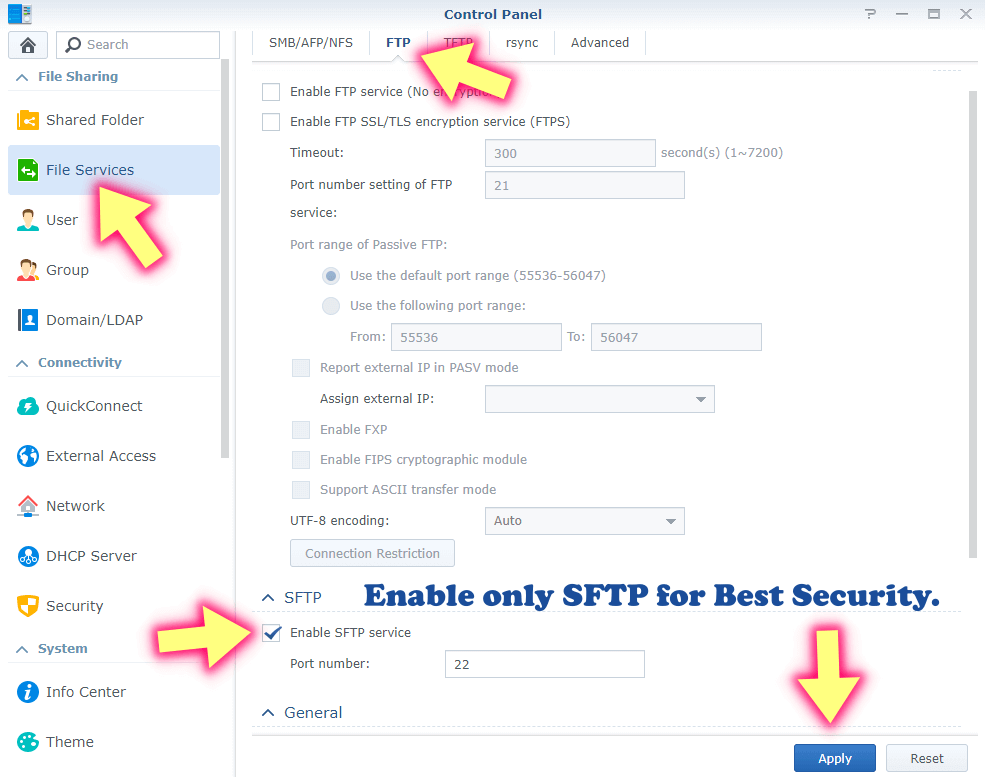 Enable FTP Service