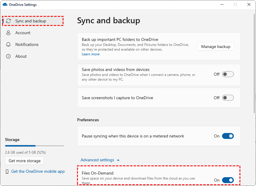 Enable Files on Demand OneDrive