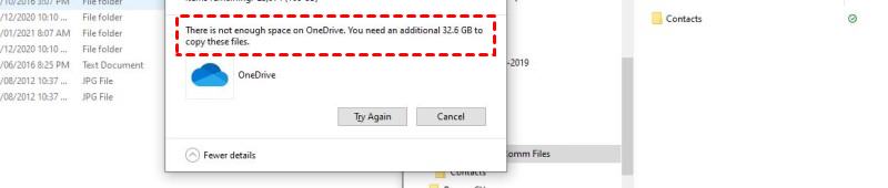 There Is Not Enough Space on OneDrive