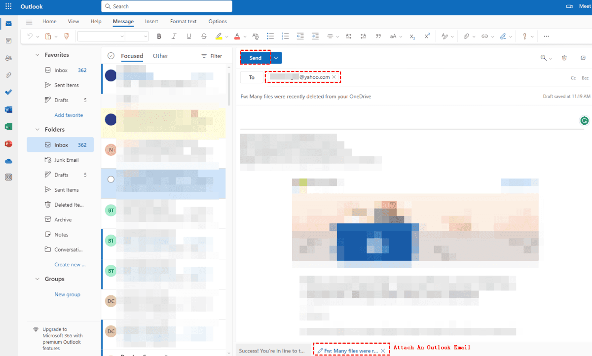 Attach Outlook Emails in New Message