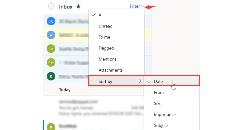 Outlook Sort by
