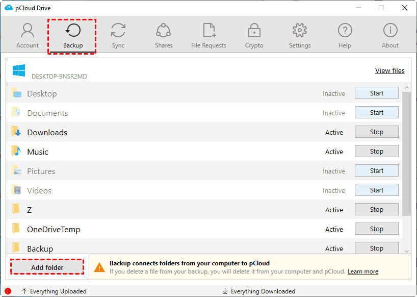 Add Folder to Backup