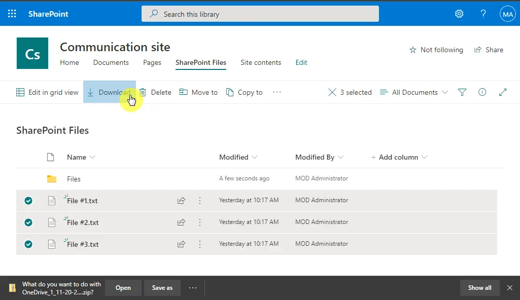 Download Files from SharePoint