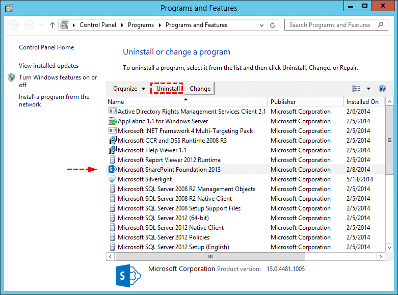 Uninstall SharePoint Sync Client