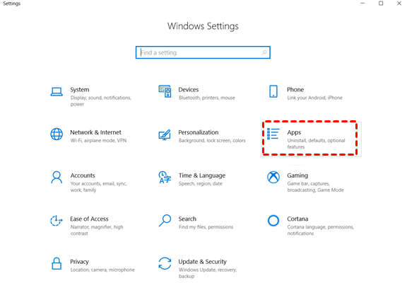 Apps in Windows Settings