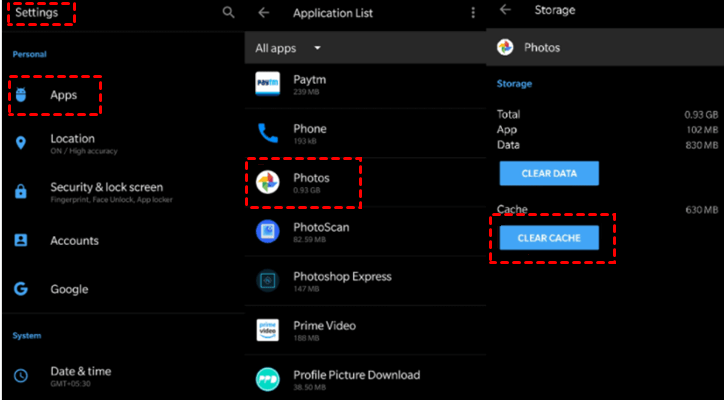 Clear Google Photos Cache on Android Phone