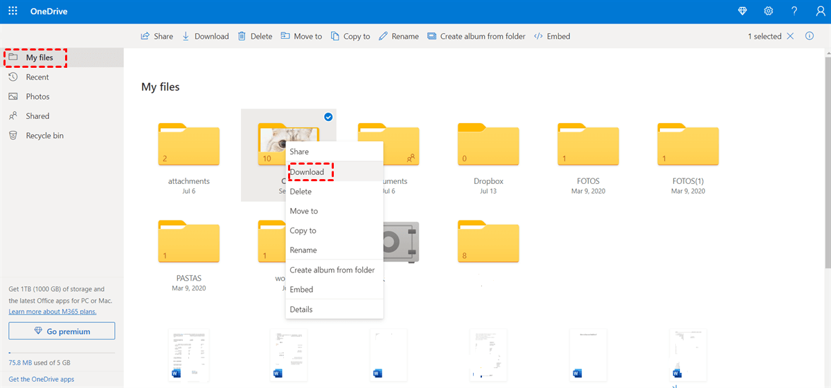 Download Folder from OneDrive