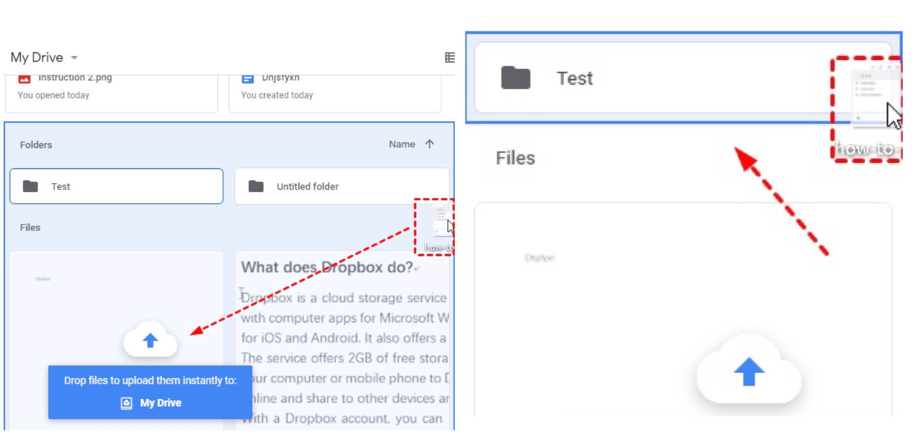 Drag and Drop Documents to Google Drive Website
