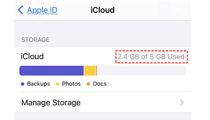 iCloud Storage iPhone