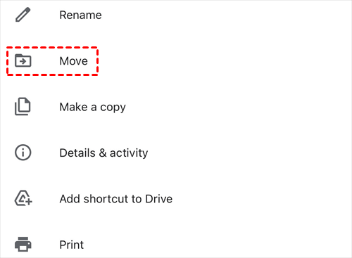 Move Copied File from Google Drive App