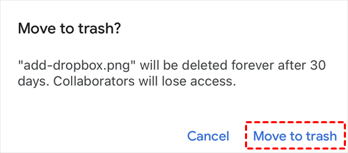 Double Check to Delete files in Google Drive App