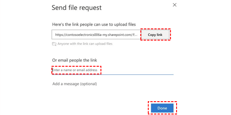 Send File Request OneDrive