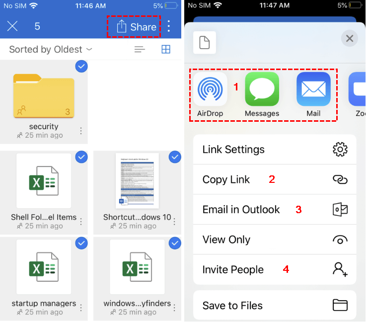 Share Files on OneDrive Mobile App