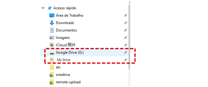 Distinguir Google Drive e Meu Drive