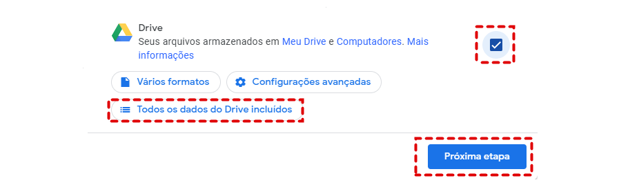 Escolher Google Drive