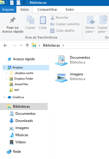 Ver Dropbox e OneDrive através de Windows File Explorer