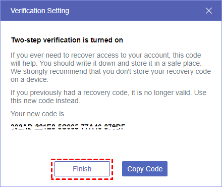 Recovery code