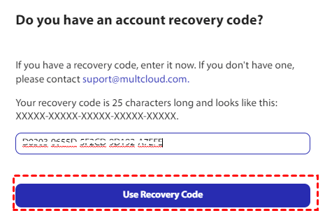 Enter recovery code