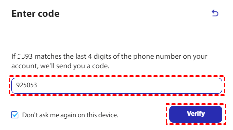 Verify phone number code