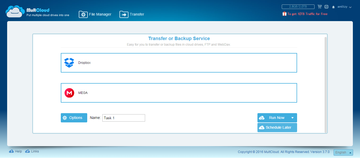 Multcloudでdropboxからmegaに移行する