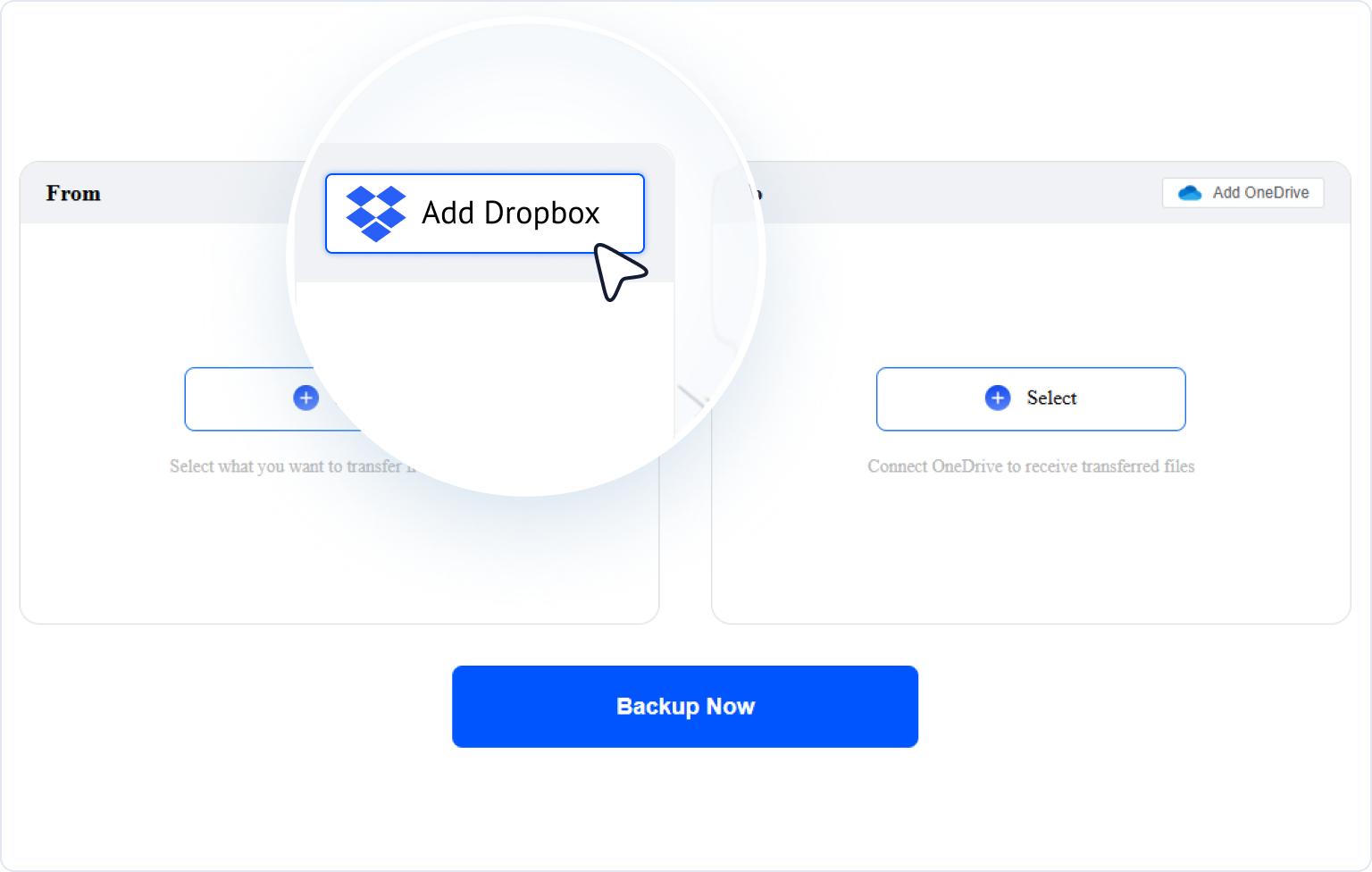Add Dropbox as the backup source
