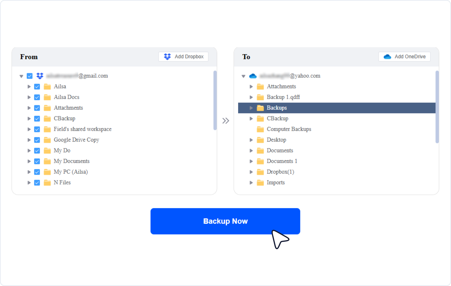 Run the Dropbox to OneDrive backup