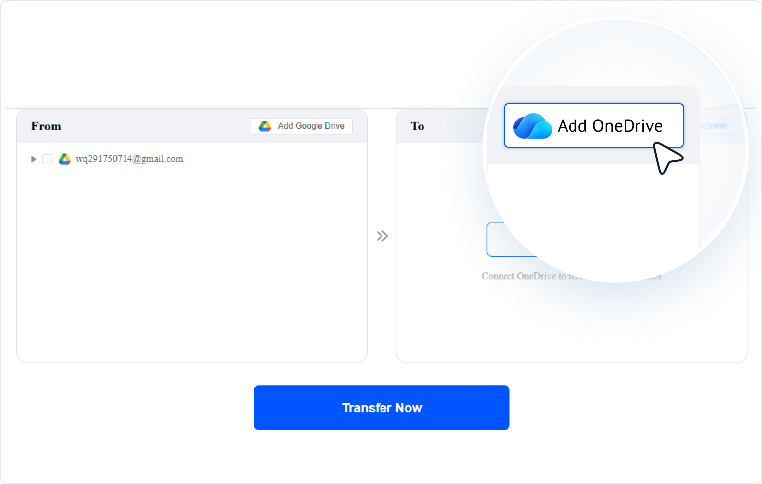 Select OneDrive as the destination in the online tool