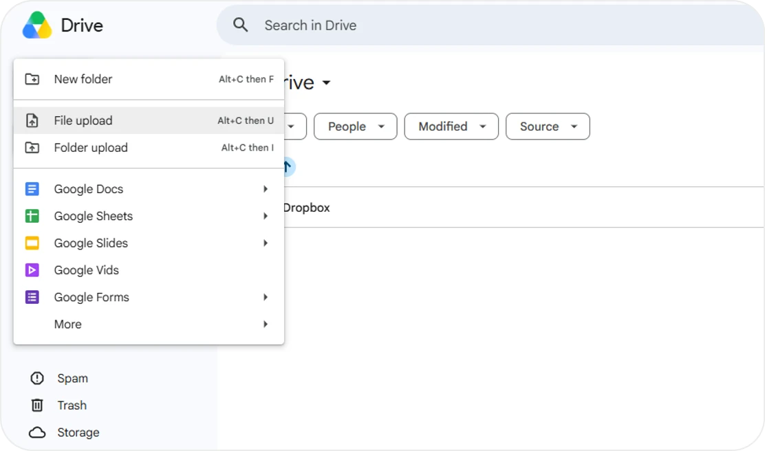 DropboxファイルをダウンロードしてGoogle Driveにアップロードする