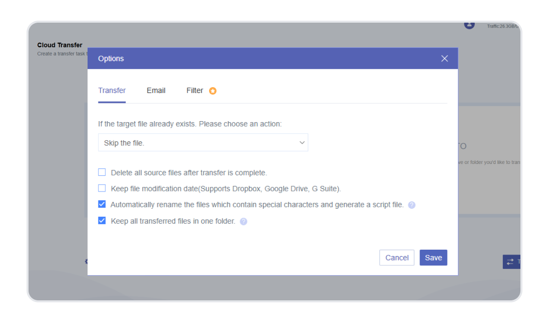 Set transfer rules and schedule