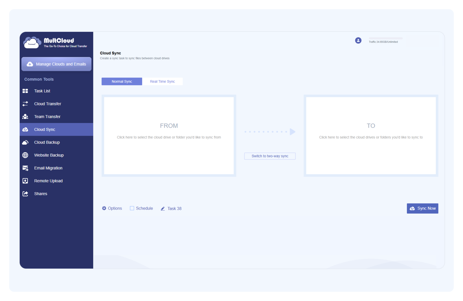 MultCloud Cloud Sync interface