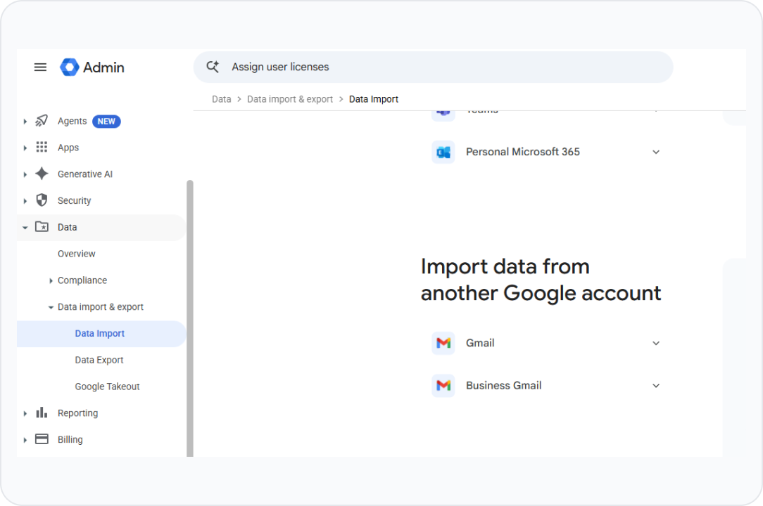 Google Admin Data Migration