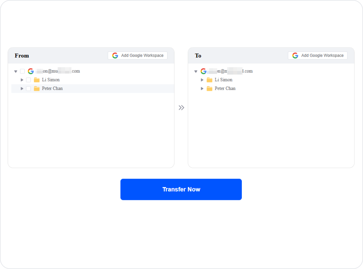 Quick transfer without signup