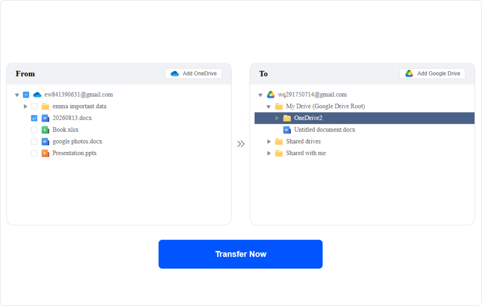 Transfer selected files now