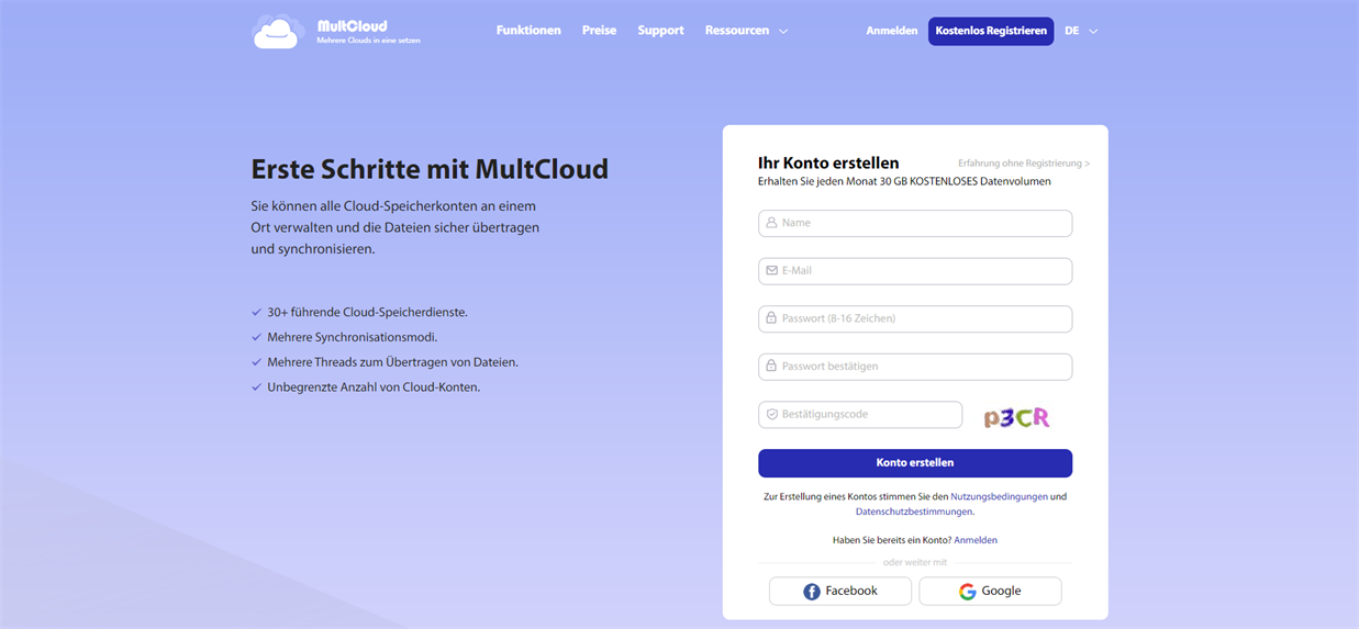 MultCloud anmelden