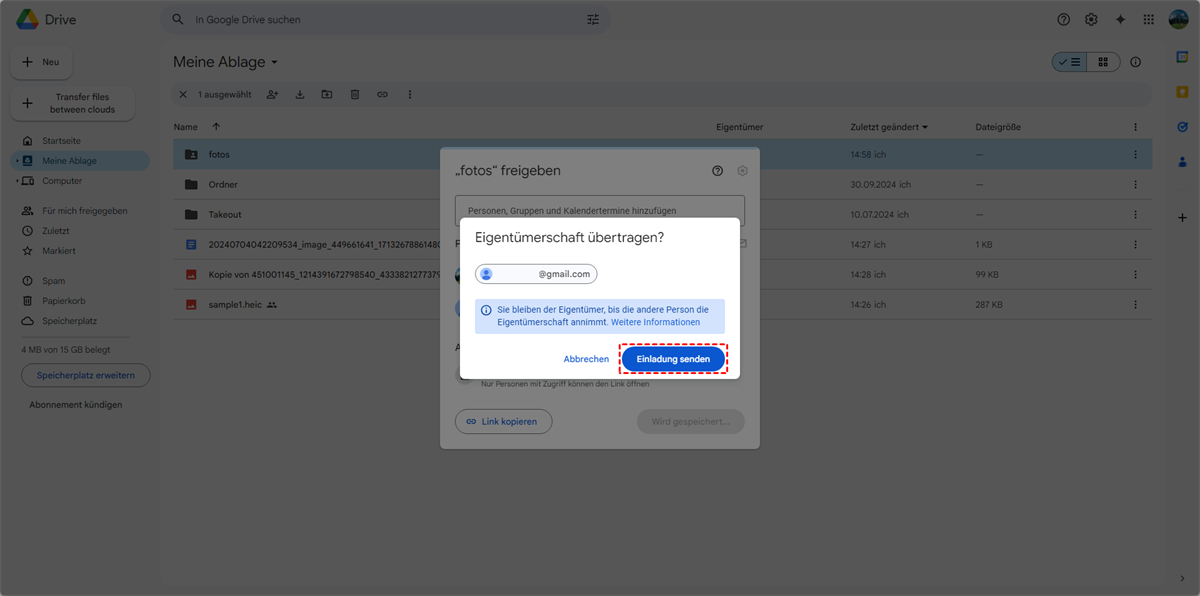 „Einladung senden“ klicken „Einladung senden“ klicken